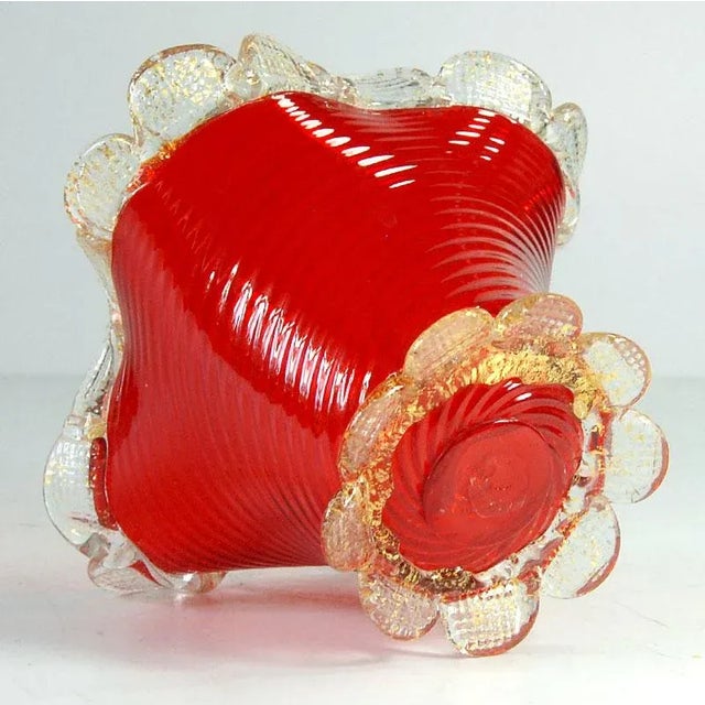 Murano Small Vintage Murano Ribbed Dish, 1930s For Sale - Image 4 of 11