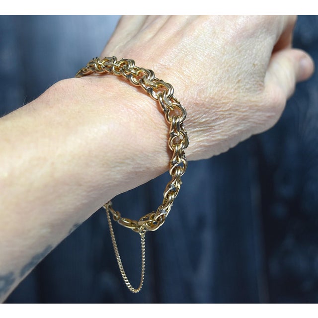 Vintage Heavy Gold Filled Chain Charm Bracelet For Sale - Image 14 of 15