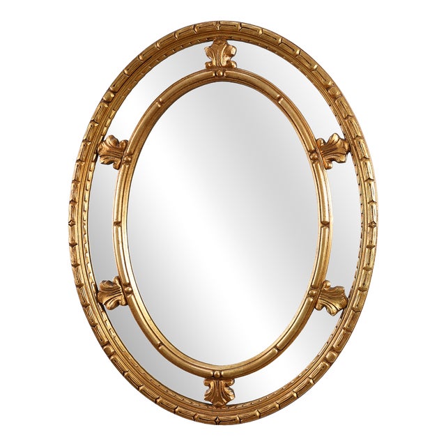 Neo-Classical Style Tilted Oval Mirror from Deknudt, Belgium, 1950s For Sale
