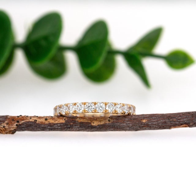 2020s Lab-Created Diamond Eternity Band in Solid 14k Yellow Gold | Stackable Ring, Size 6.75 For Sale - Image 5 of 8