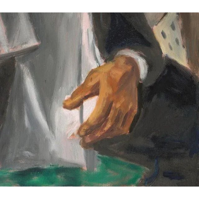 This is painted from a model. I was influenced by art nouveau and Tamara Lempicka.