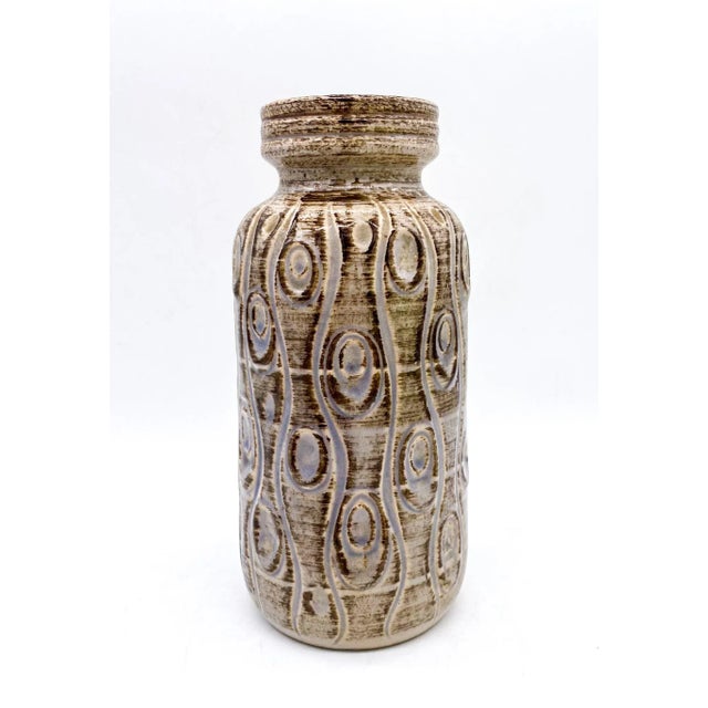 Mid-Century Modern West Germany Brown and Tan Vase For Sale - Image 4 of 9