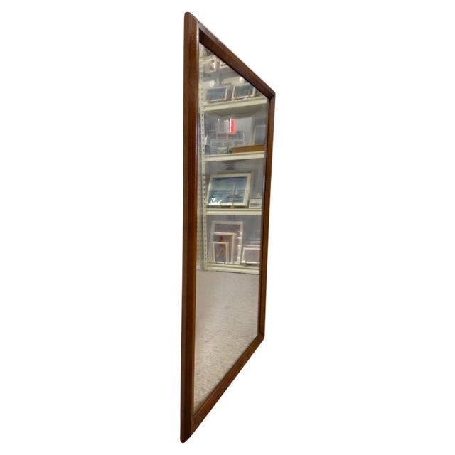 Vintage Mid-Century Modern Wood Frame Wall Mirror For Sale - Image 4 of 8