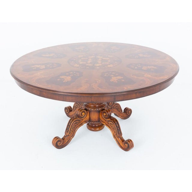 1920s Victorian Revival Marquetry Inlay Centre Table with Quadrafoil Base, 1920s For Sale - Image 5 of 9