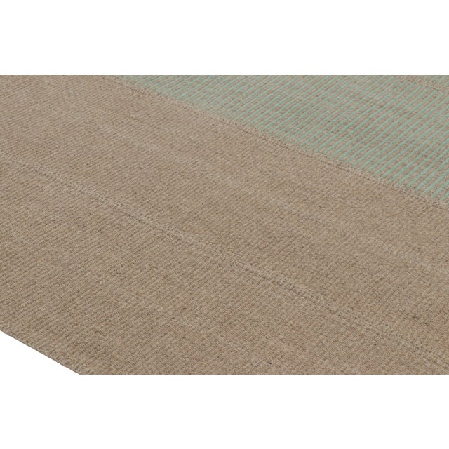 Textile Rug & Kilim’s Oversized Modern Kilim With Textural Beige and Mint Green Stripes For Sale - Image 7 of 9