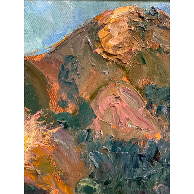 Margaret Rose "Santa Lucia at Sunset" Original California Plein Air Oil Painting Big Sur Impressionist Landscape 2001 For Sale - Image 11 of 11