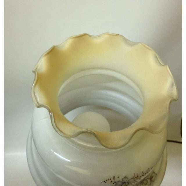 Vintage Victorian "Gone With the Wind" Floral Milk Glass Hurricane Parlor Lamp For Sale - Image 10 of 16