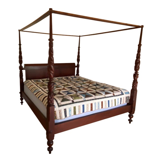 Vintage Ca 1989 Canopy King Size Bed, Frame Only For Sale