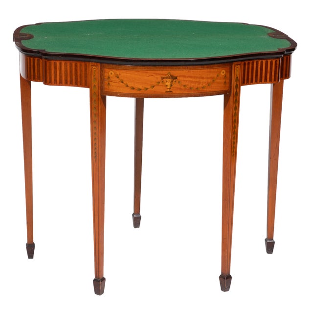 English Fold Over Console / Games Table With Inlay, 19th Century, Attributed to Edwards & Roberts For Sale - Image 4 of 4
