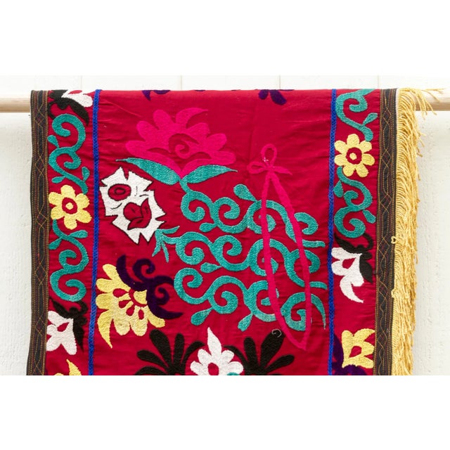 Vintage Red Floral Suzani Runner For Sale In Los Angeles - Image 6 of 8