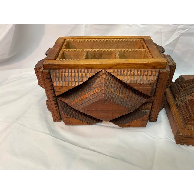 Late 18th Century Heavily Carved Tramp Art Box For Sale In Dallas - Image 6 of 11