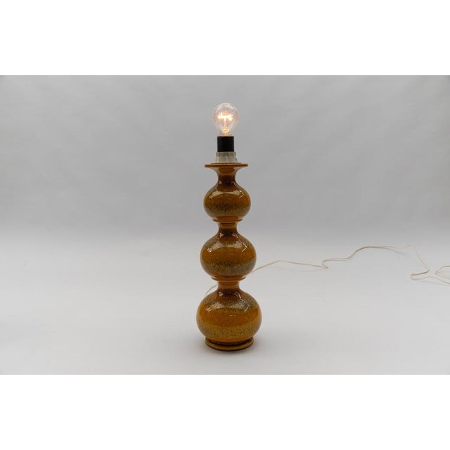 Mid-Century Modern Orange Ceramic Table Lamp Base from Kaiser Leuchten, 1960s For Sale - Image 3 of 16