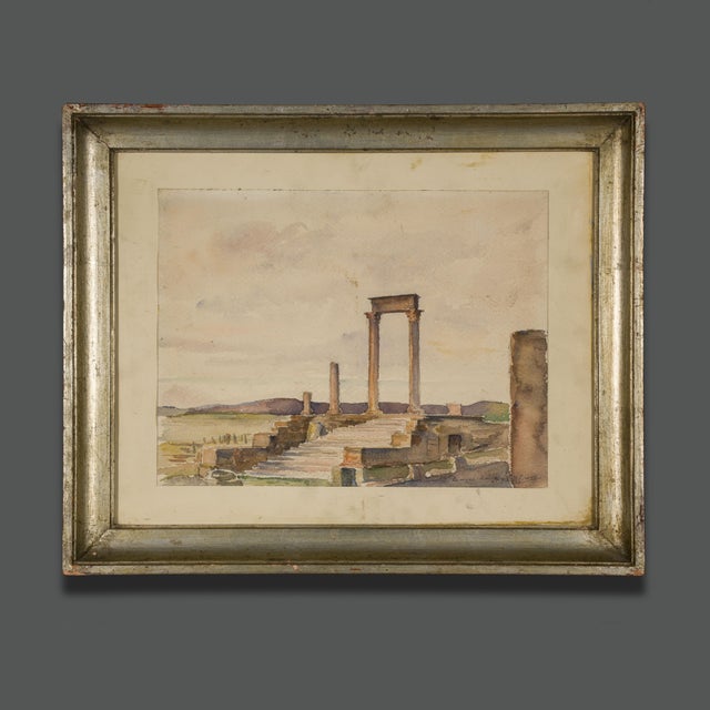 Italian Signed Period Grand Tour Watercolor For Sale - Image 4 of 5