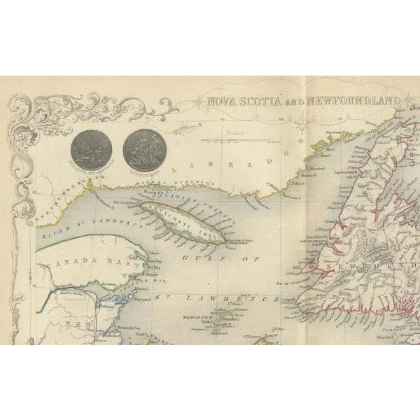 Mid 19th Century Map of Nova Scotia and Newfoundland by John Tallis, 1851 For Sale - Image 5 of 11