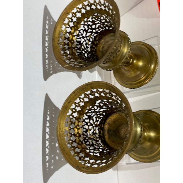 Set of Two Early 20th Century Brass Compote or Candle Holders For Sale - Image 10 of 10