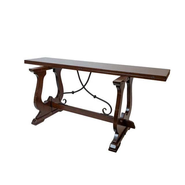 1990s Solid Wood Opening Console Table For Sale - Image 4 of 10