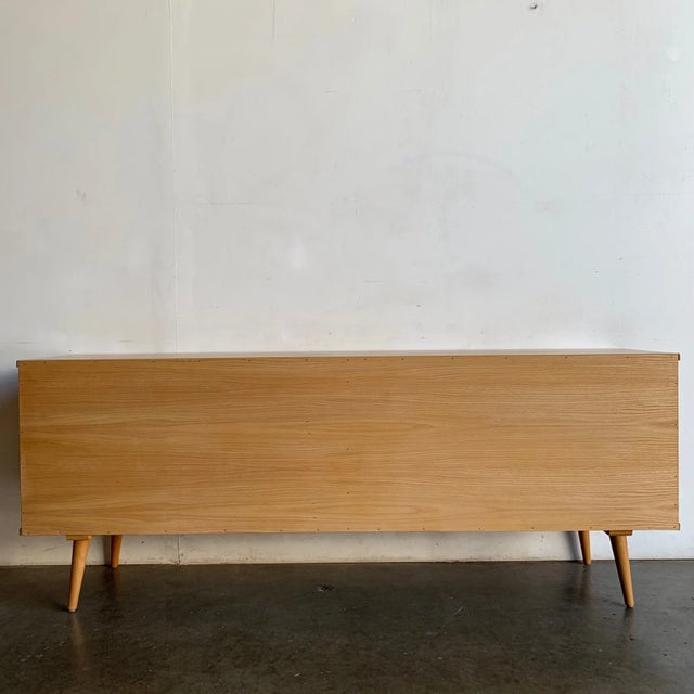 White Oak and Cane Credenza Angled Legs For Sale - Image 13 of 18