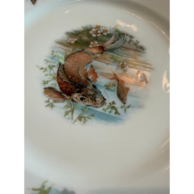 Antique Porcelain Fish Plates With Gold Detail, Set of 4, Circa 1890–1900 For Sale - Image 14 of 17