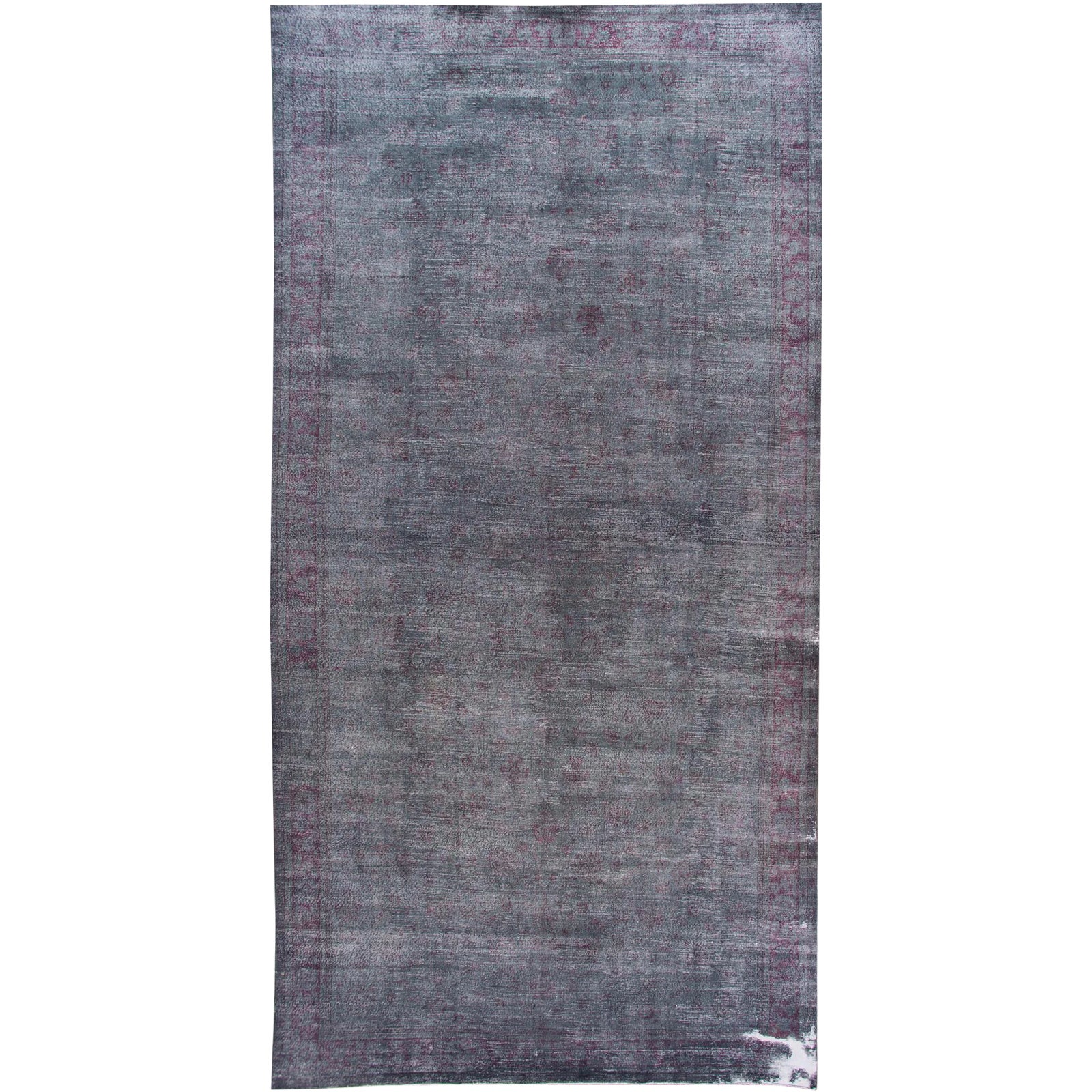 Vintage Handmade Overdyed Persian Long Wool Rug in Gray | Chairish