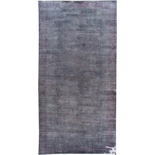 Vintage Handmade Overdyed Persian Long Wool Rug in Gray For Sale