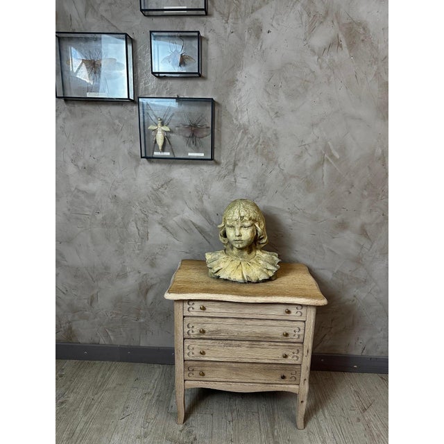 Stone Cement Bust of Girl, 1950s For Sale - Image 7 of 12
