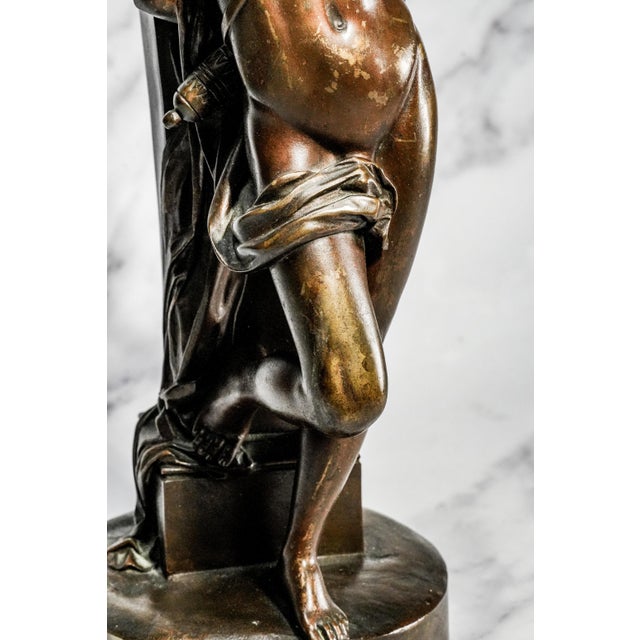 19th Century Amazing Large Antique French Bronze Statue After Félix Sanzel L’Amour Captif Cupid & Allegorical Neoclassical Figure Sculpture For Sale - Image 5 of 17