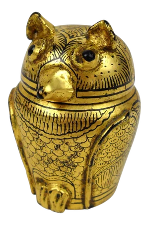 Burmese Lacquer & Gilt Horned Owl Box