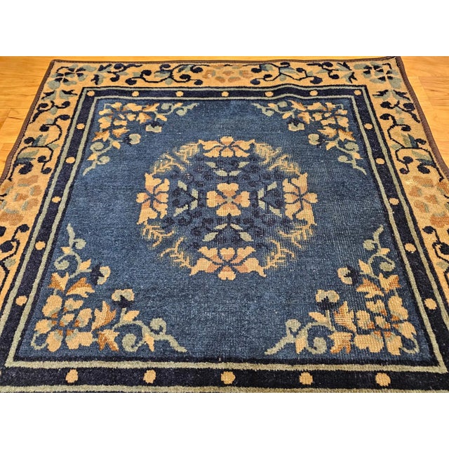 19th Century Chinese Peking Area Rug With Floral & Bird Motifs For Sale - Image 9 of 9