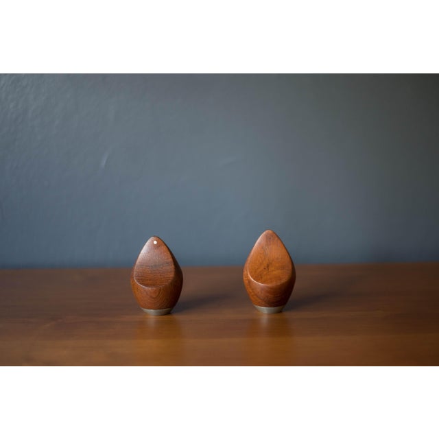 Mid Century Modern set of salt and pepper shaker dispensers designed by P.J. Ostergaard for PJO Form, Denmark circa...
