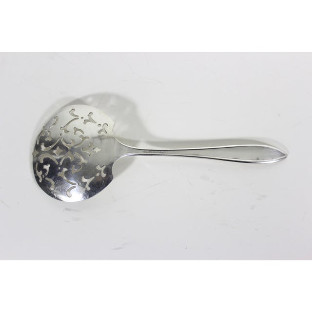 1917 Silver Plated Tomato Server Spoon, Adam Oneida Community Plate Pattern Vintage Large Slotted Serving For Sale - Image 9 of 10
