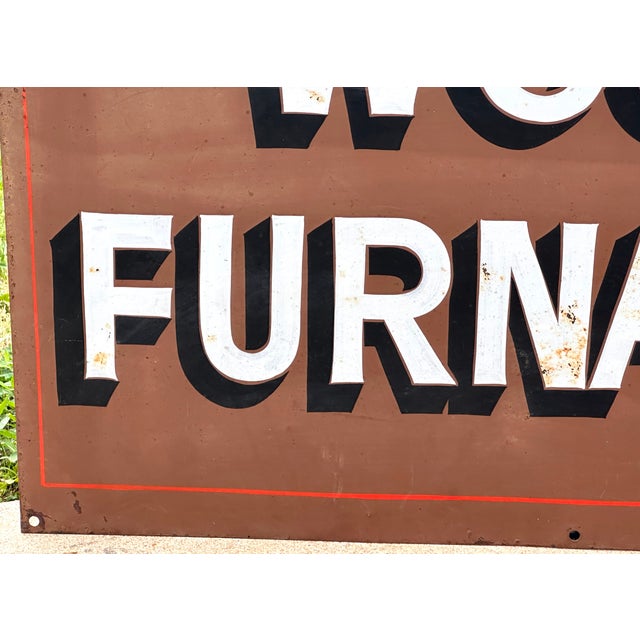Metal Hand Painted Advertising Metal Sign Wood Furnaces For Sale - Image 7 of 12