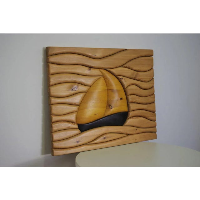 Wood Vintage Carved Pinewood Panel For Sale - Image 7 of 10