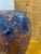 Textured Raku Copper Metallic Glazed Blue Ceramic Vessel. Made in the Mid 20th Century