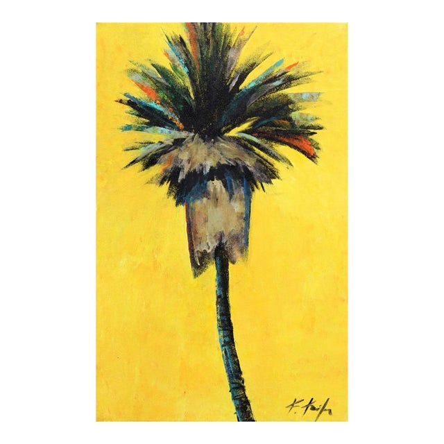 Yellow Dream - Palm Tree Landscape Original Artwork by Kathleen Keifer For Sale