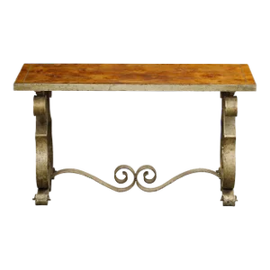 French Art Deco Eglomise and Painted Metal Low Table Circa 1940s
