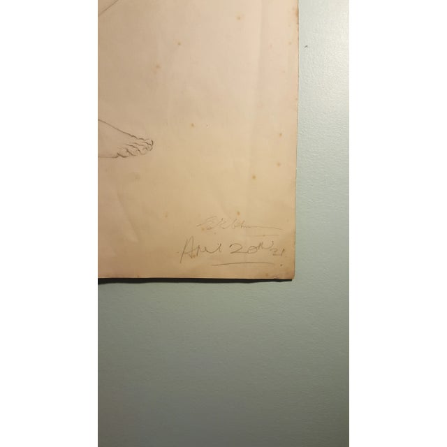 Pencil Drawing Of Nude Male By Eileen Churm For Sale - Image 4 of 8