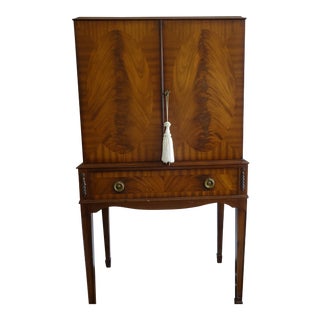 1950s Art Deco Wood Bar Cabinet For Sale