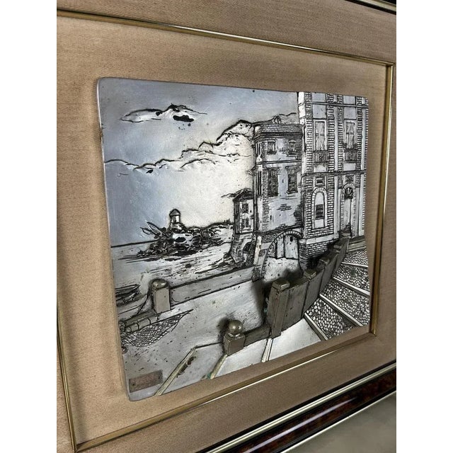 1970s Three-Dimensional Vintage Paintings Patinated Silver, Italy, 70s, 1970s, Set of 2 For Sale - Image 5 of 10
