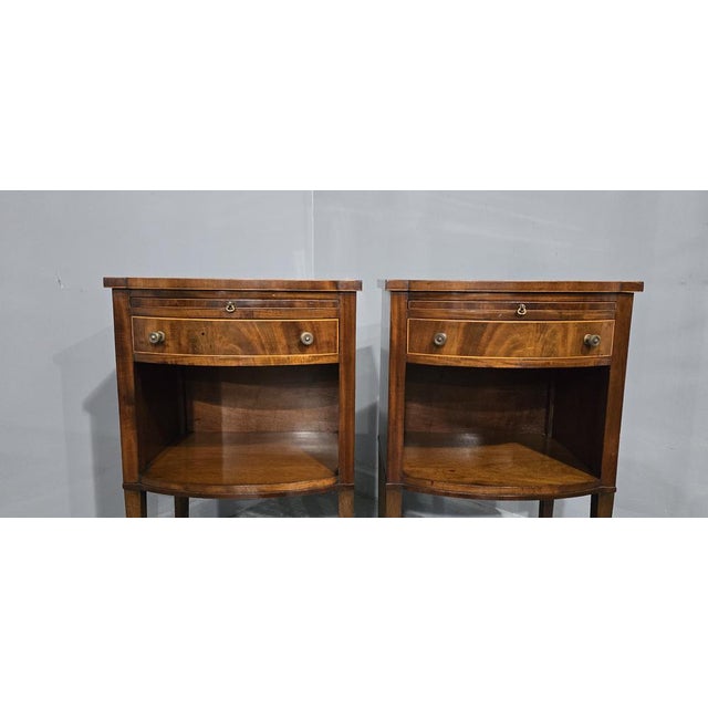Antique English Mahogany Bedside Nightstands, 1900, Set of 2 For Sale - Image 6 of 16
