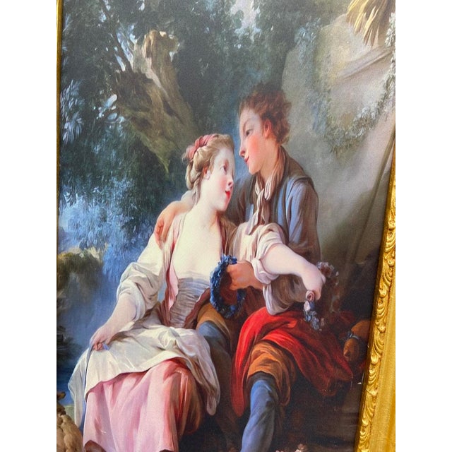 1970s French Louis XVI Gold Beech Fabric Frames 2pc For Sale - Image 10 of 18