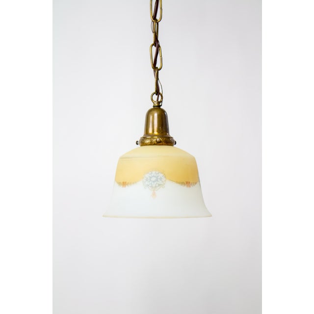Early 20th Century Yellow Glass Pendant Light Chairish
