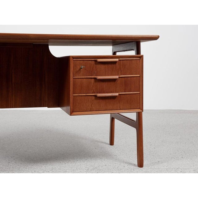 Midcentury Danish Desk Known Model 75 in Teak attributed to Omann Jun 1960s For Sale - Image 11 of 13