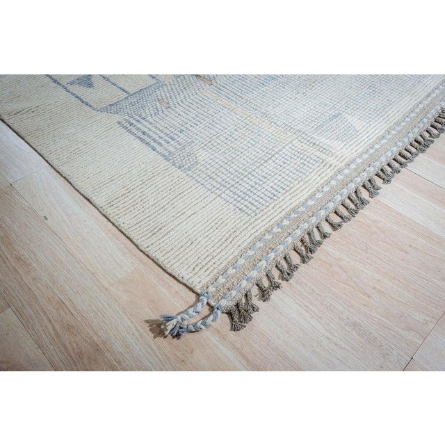 9x12 Gray Hand-Knotted Wool Striped Edge Accent Tribal Modern Carpet Rug For Sale - Image 4 of 9