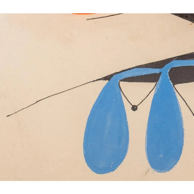 Blue Sacha Kolin Modernist Abstract Gouache and Ink on Paper For Sale - Image 8 of 9