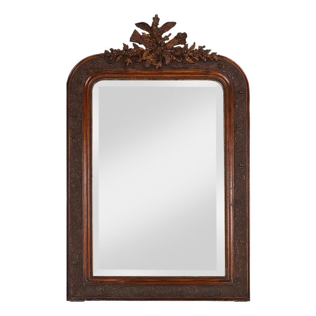 Louis Philippe Mirror in Plaster and Wood with Handcrafted Decorations, France, 1890s For Sale