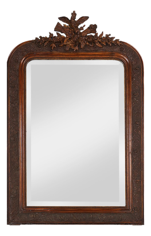 Louis Philippe Mirror in Plaster and Wood with Handcrafted Decorations, France, 1890s