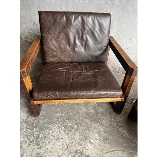 Vintage Lounge Chairs with Leather Cushions, 1970s, Set of 2 For Sale - Image 6 of 8