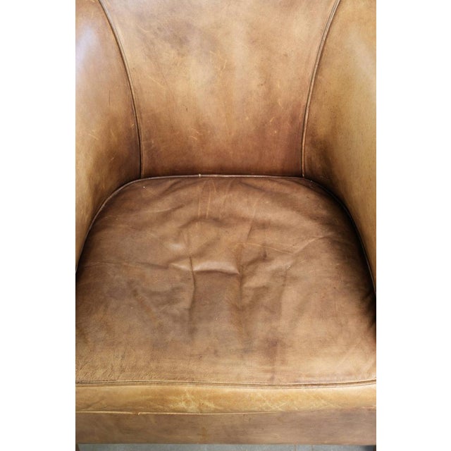 Vintage English-Style Cowhide Leather Club Armchair For Sale - Image 6 of 15