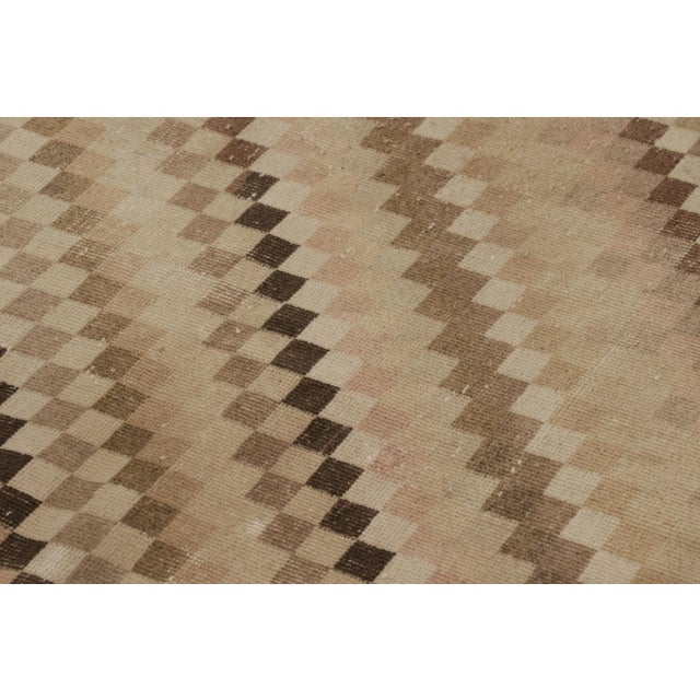 Vintage Turkish Runner, Beige-Brown With Diagonal Striped Design - Rug & Kilim For Sale In New York - Image 6 of 8