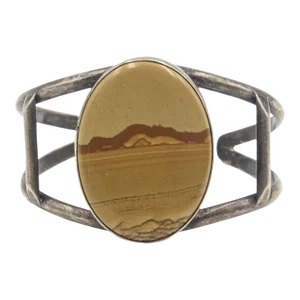 Late 20th Century Southwestern Native American Jasper Sterling Silver Cuff Bracelet